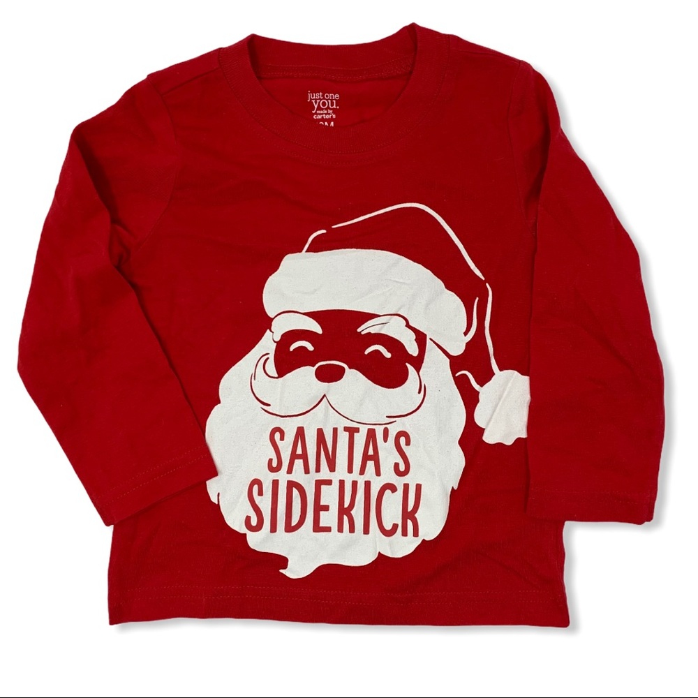 JOY red Santa’s sidekick long sleeve tee 18‎ month
